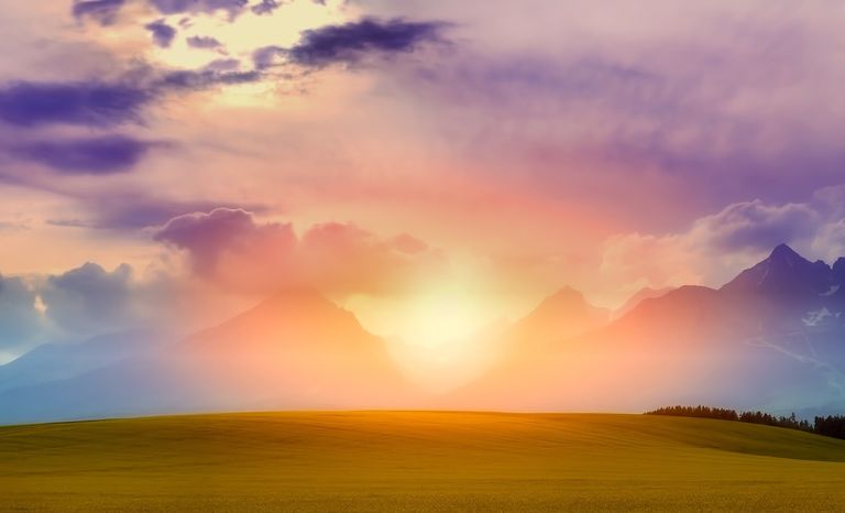 Sonnenaufgang über Wiese